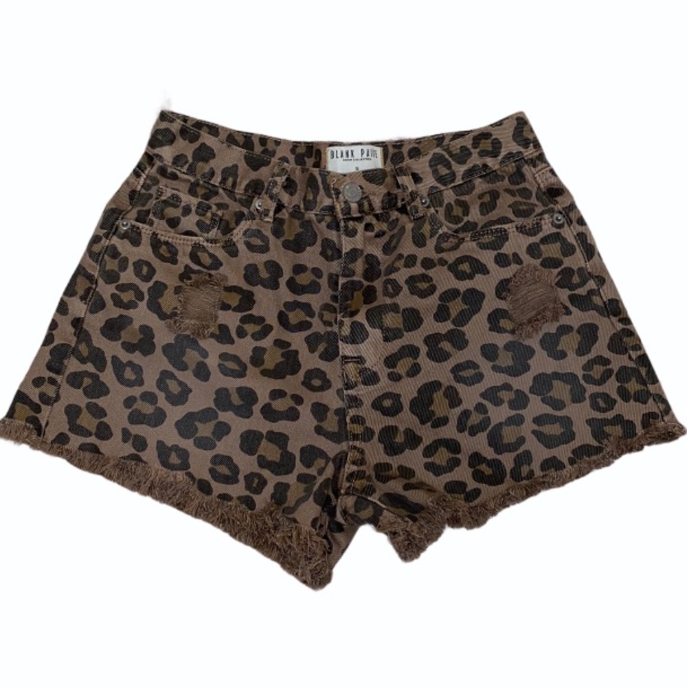 Blank Paige leopard denim shorts